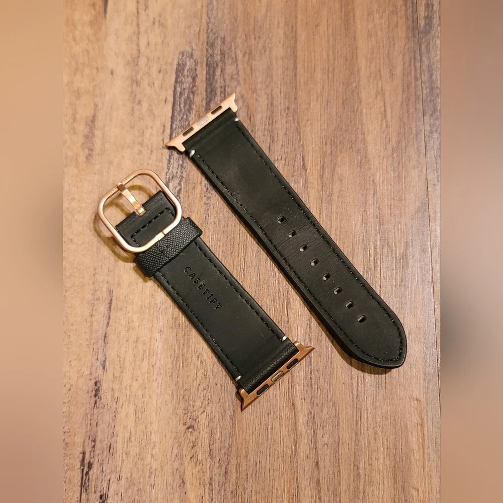 Casetify Black White Stripe Pink Roses Apple Watch Band